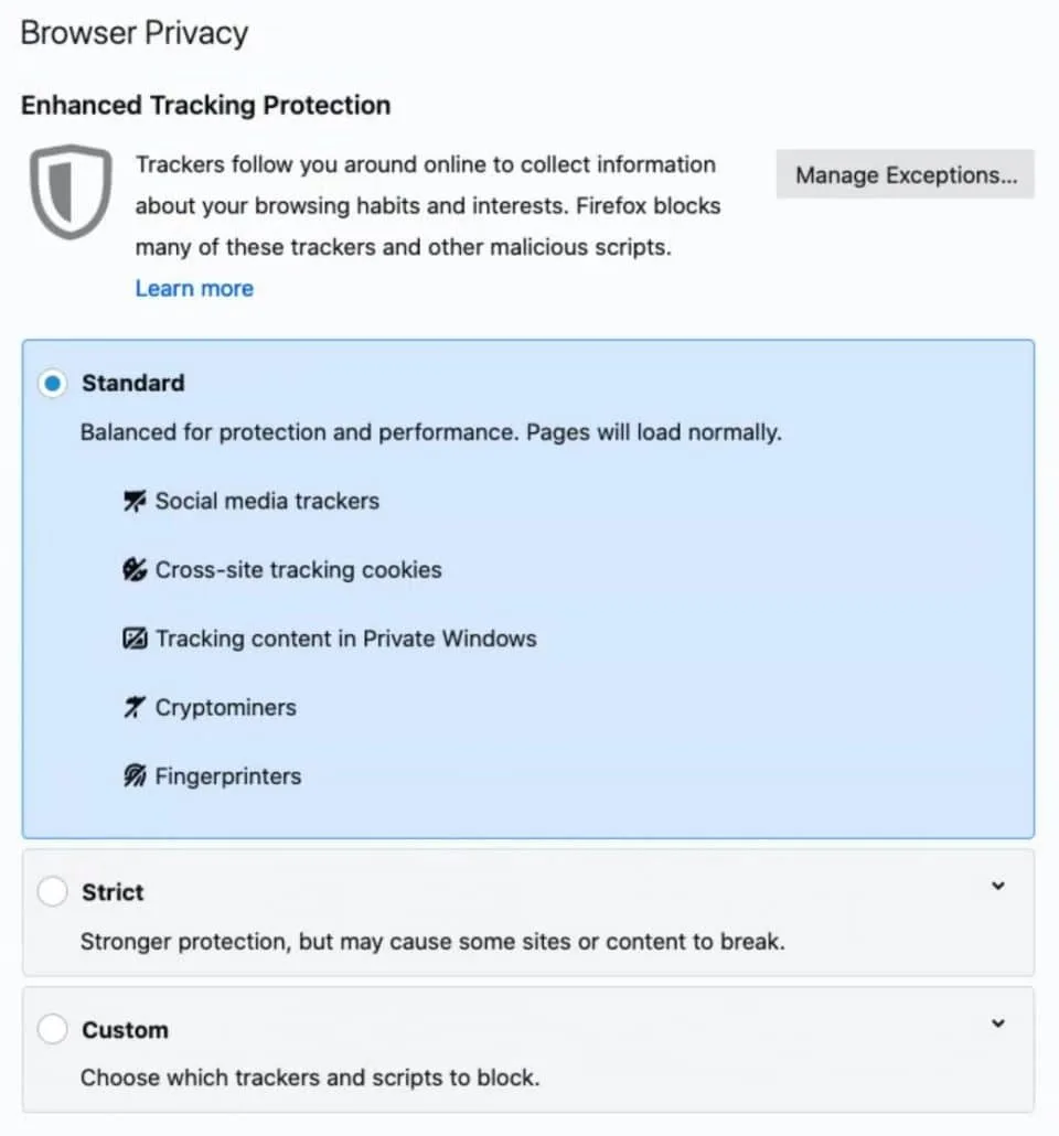 firefox privacy dashboard