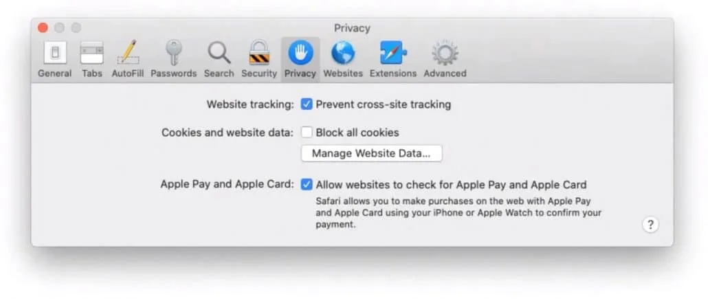 privacy dashboard on safari