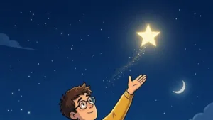 Aí image - generate a image of a cartoon guy wishing upon a star lyrics