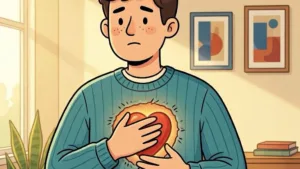 Aí image - cartoon man reaching for his hearth